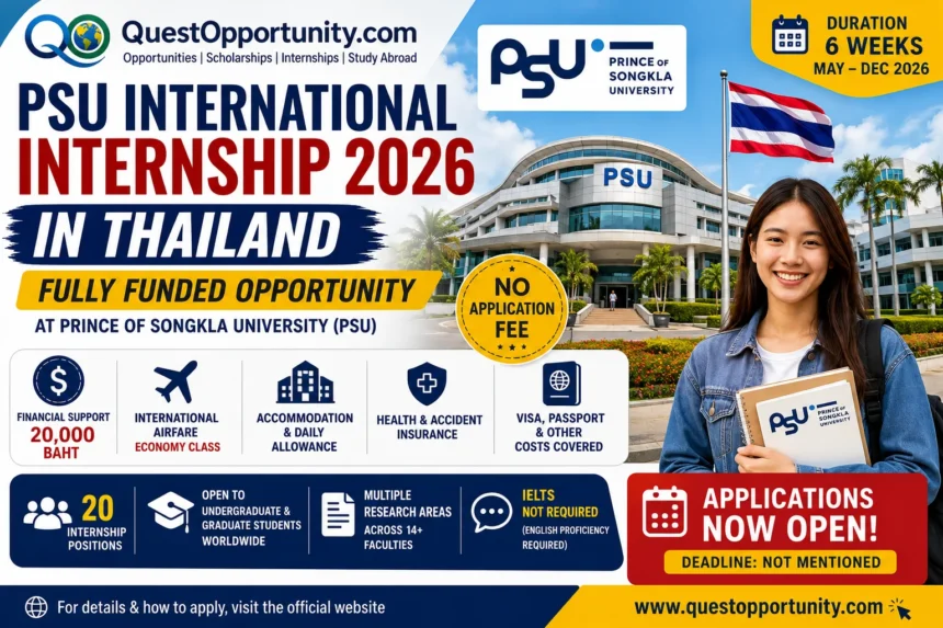 PSU International Internship 2026 in Thailand