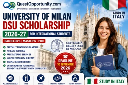 University of Milan DSU Scholarship 2026-27 in Italy | 10 Amazing Benefits
