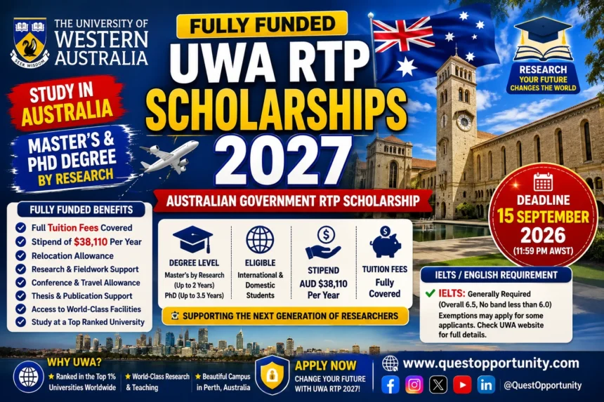 University of Western Australia RTP Scholarships 2027