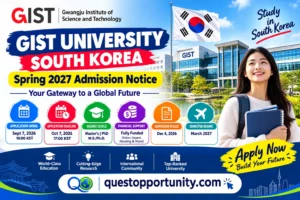 GIST University South Korea Spring 2027 admission notice