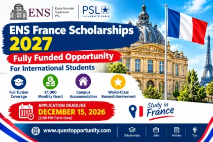 ENS France Scholarships 2027 – fully funded study in France